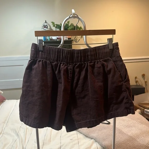 abercrombie high waist linen blend pull on short - Picture 4 of 5